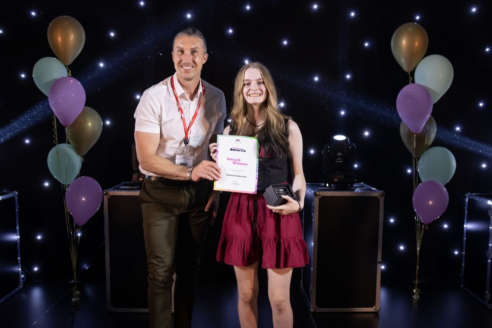 Ben Robinson Of MC With Music Student Winnder Erainne Wakeman