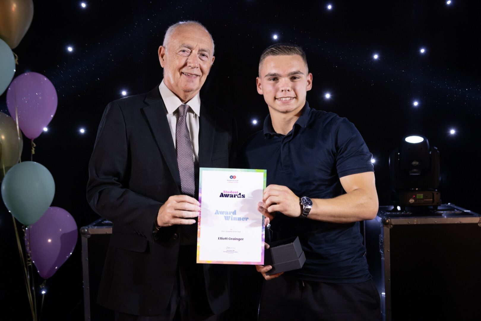 Graham Taylor Of Sembcorp With TTE BTEC Student Winner Elliott Grainger
