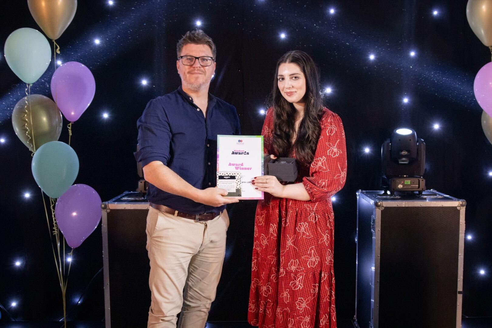 Greg Chapman Of MGL Group With Above And Beyond Adult Winnder Imogen Redevers Jones