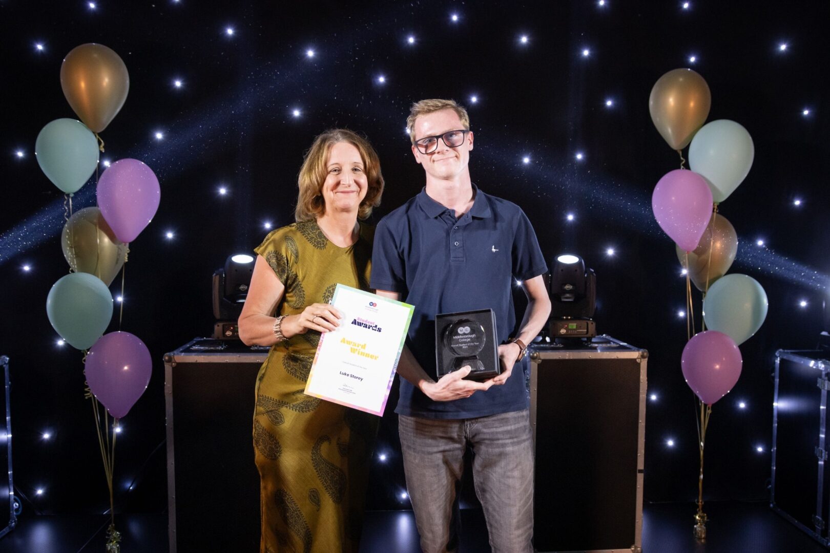 Zoe Lewis With Overall Student Winner Luke Storey