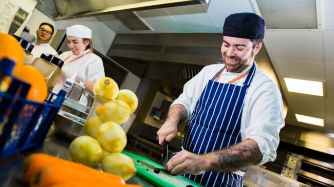 Chef student in kitchen