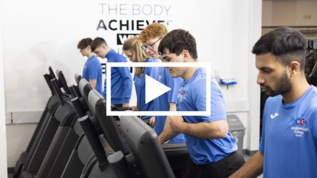 Sports students on treadmills