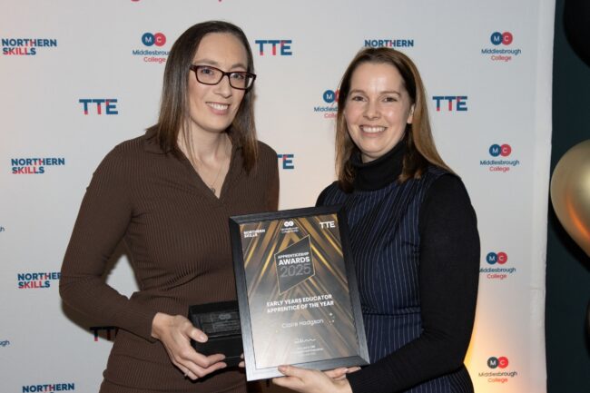 Early Years Educator Winner, Claire Hodgson, with Sponsor Zizu's Day Care, Nicci Rahman-Knight.