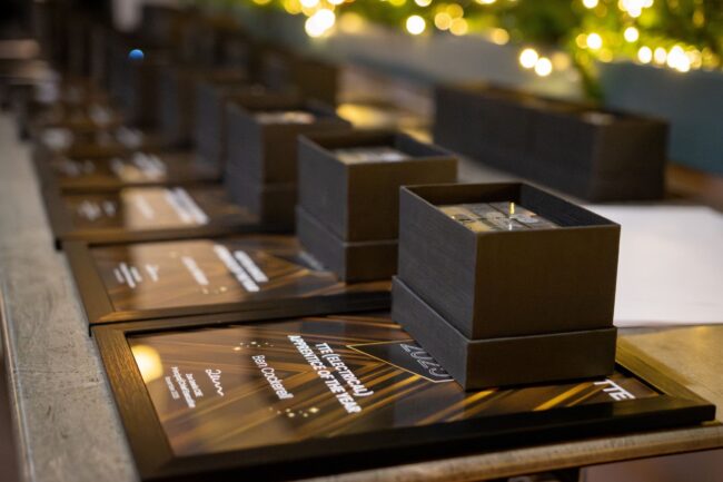 The trophies and certificates at the Apprenticeship Awards 2025