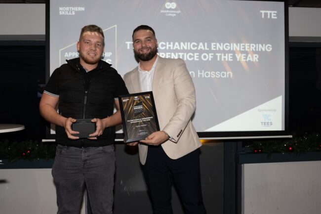 TTE Mechanical Winner, Dylan Hassan, with MCG's Pete Donnelly