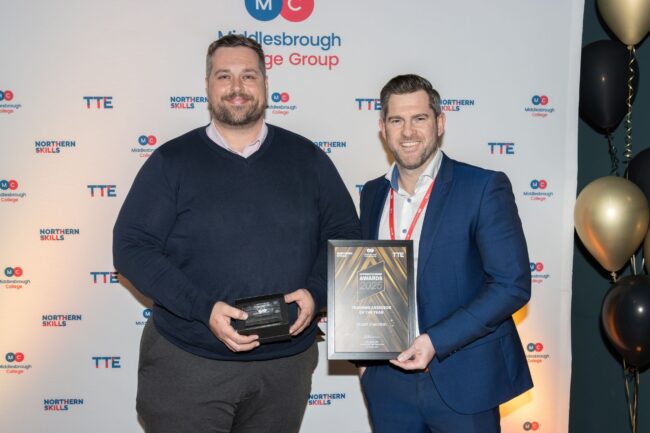 Training Assessor Winner, Stuart Sheridan, with MCG's Mark Hall