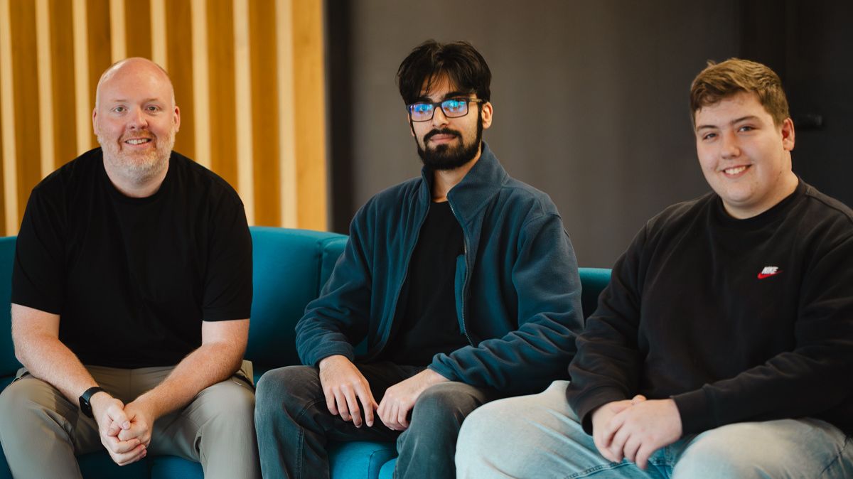 Pictured left to right: Michael Bertram, Engineering Mentor at Big Bite; Ibrahim Maqsood, T-Level student; James Morton, T Level student.