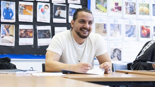 Adult learner in classroom