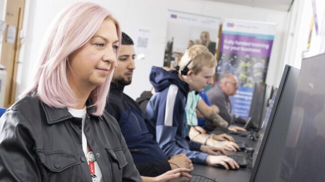 Adult learner on computer