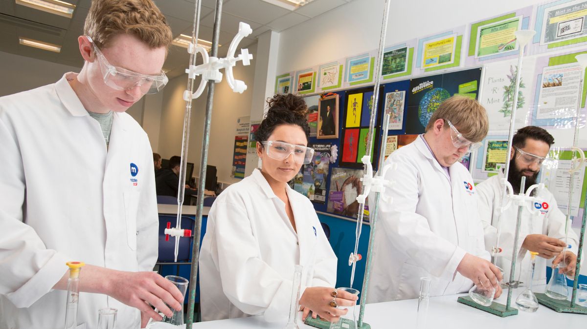 Science students in classroom