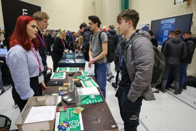 Students chat with Amentum
