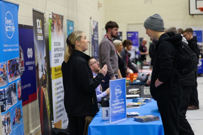 Students talk to Tees Active