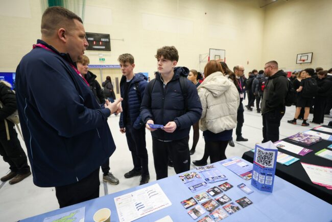 Students talk to Royal Air Force