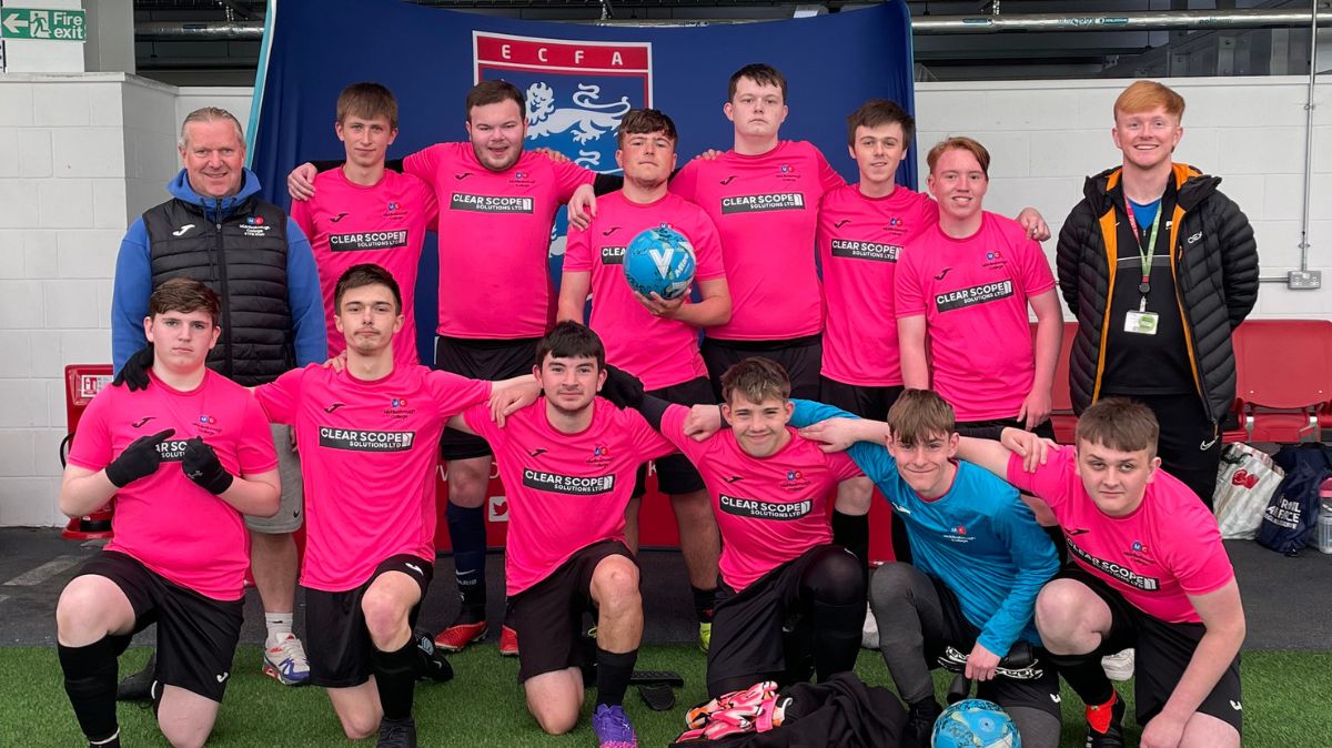 Middlesbrough College's Pan-Ability Football Team with coaches Myles Carter and Damon Hill
