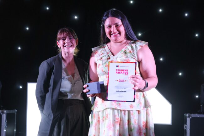 PD Ports' Emma Dickinson, with Access the Higher Education Student of the Year, Ionica Petra