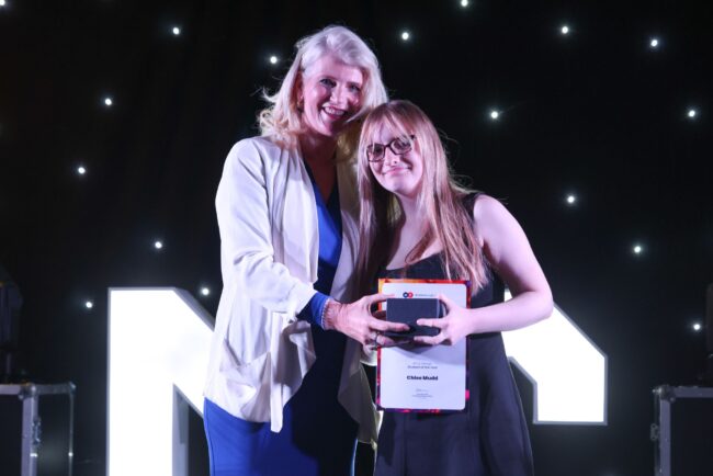 Claire Preston, with Art and Design Student of the Year, Chloe Mudd