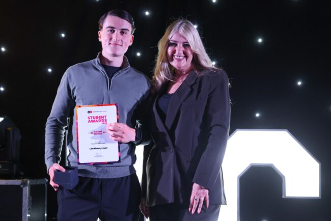 Business Student of the Year Leo Honeyman, with Southern Asset Management's Julie Burniston.