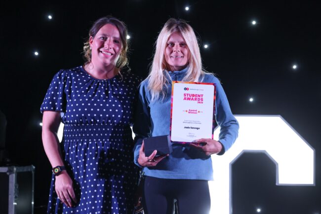 Pneuma Groups' Becki Leggatt, with Catering and Hospitality Adult Learner of the Year, Jade Savage