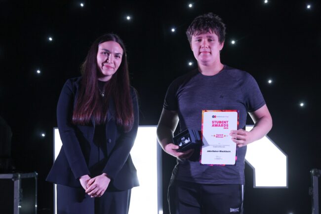 ITS Ltd's Kaitliyn Atkinson, with TTE Electrical and Electronic Engineering Student of the Year, Jake Baker-Blackburn