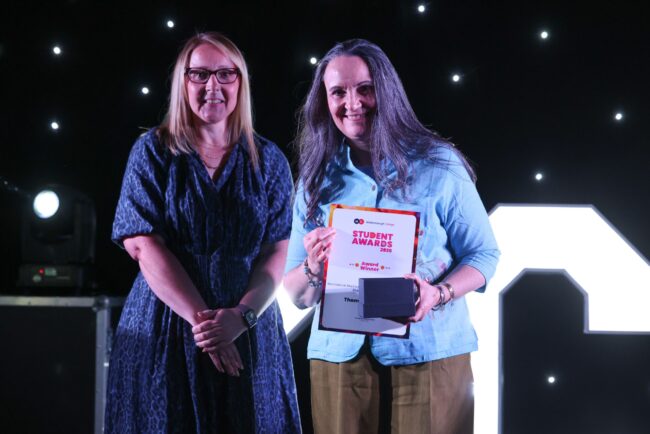 Tees Components' Claire Meadows, with the mother of TTE (Mechanical, Machining and Manufacturing) Engineering Student of the Year, Thomas Marshall