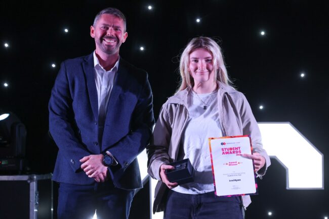 Quorn Foods' Mike Price, with TTE Process & General Engineering Student of the Year, Lexi Ryan