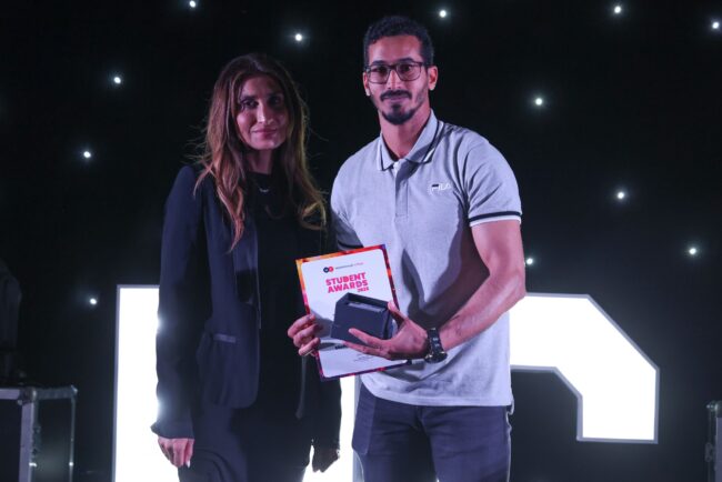 The Halo Project's Yasmin Khan, with ESOL Adult Learner of the Year, Mohammed Alanizi