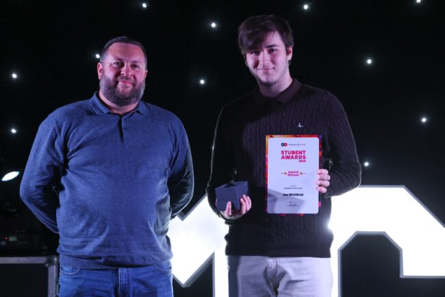 Quron Foods' David Eales, with Health Student of the Year, Joe Whitfield