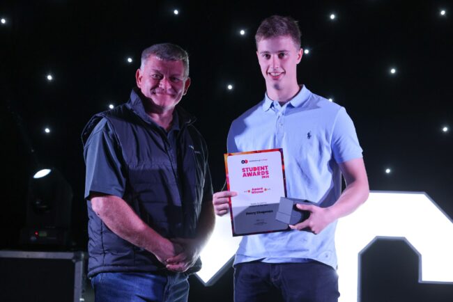 Molson Group's Will Morris, with Sports Academy Student of the Year, Henry Chapman