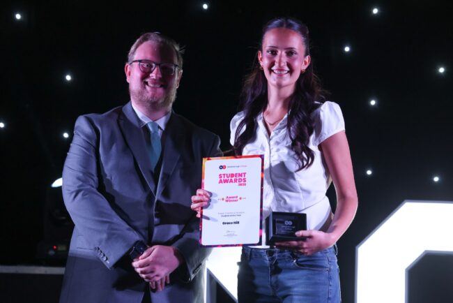 Teesside International Airport, Tom Berwick, with Travel, Tourism and Aviation Student of the Year, Grace Hill