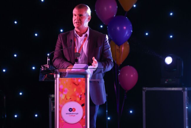 Deputy Principal, Gary Potts, addresses the audience