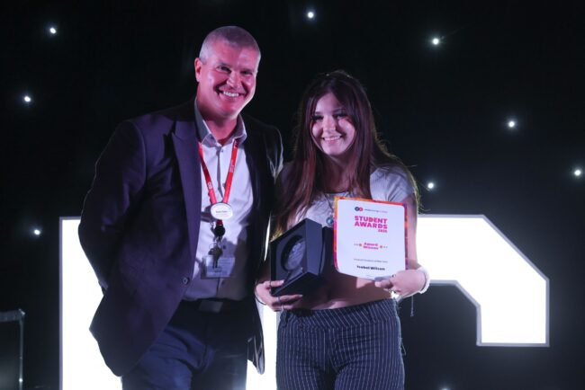 Deputy Principal Gary Potts, with Overall Student of the Year, Isobel Wilson