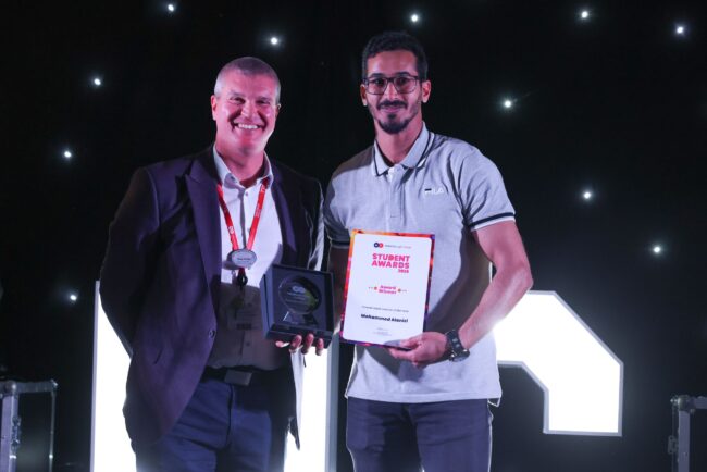 Deputy Principal Gary Potts, with Overall Adult Learner of the Year, Mohammed Alanizi