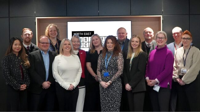 NEIoT Partners: L to R: Li Xue – TDR Training Limited – Chief Executive David Gardner – Tyne Coast College - Principal Prof René Koglbauer – Newcastle University – Dean of Lifelong Learning and Professional Practice Prof Jacquie Robson – Durham University – Associate Pro-Vice Chancellor (Taught Programmes) Carina Tomlinson – East Durham College – Vice Principal Carole Todd – Darlington College – Deputy CEO and Principal Nicola Raine – Derwentside College – Assistant Principal – Business Development and Technical Education Sharon Grant – Director North East Institute of Technology Andy Broadbent – New College Durham – Principal and CEO Kate Marshall - Esh Group - Social Value Manager (North East) Darren Hankey – Hartlepool College of FE - Principal Claire Jones – Nissan – HR – Head of Skills Gary Potts – Middlesbrough College – Vice Principal: Business, Innovation and Community Partnerships Anne-Marie Chiswell – Bishop Auckland College – Assistant Principal – Business and Community