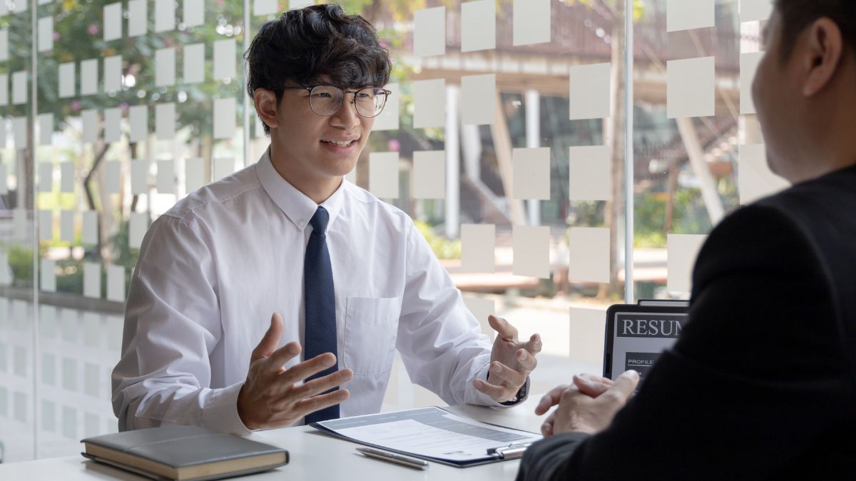 Young person in an interview