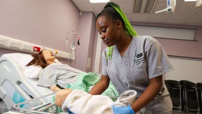 T Level Health learner in maternity ward