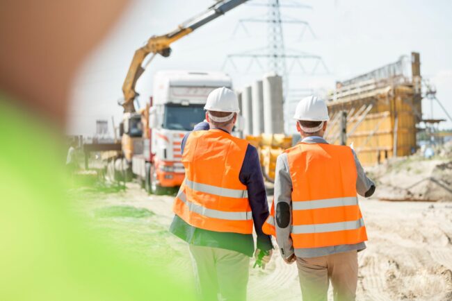 Engineers on construction site