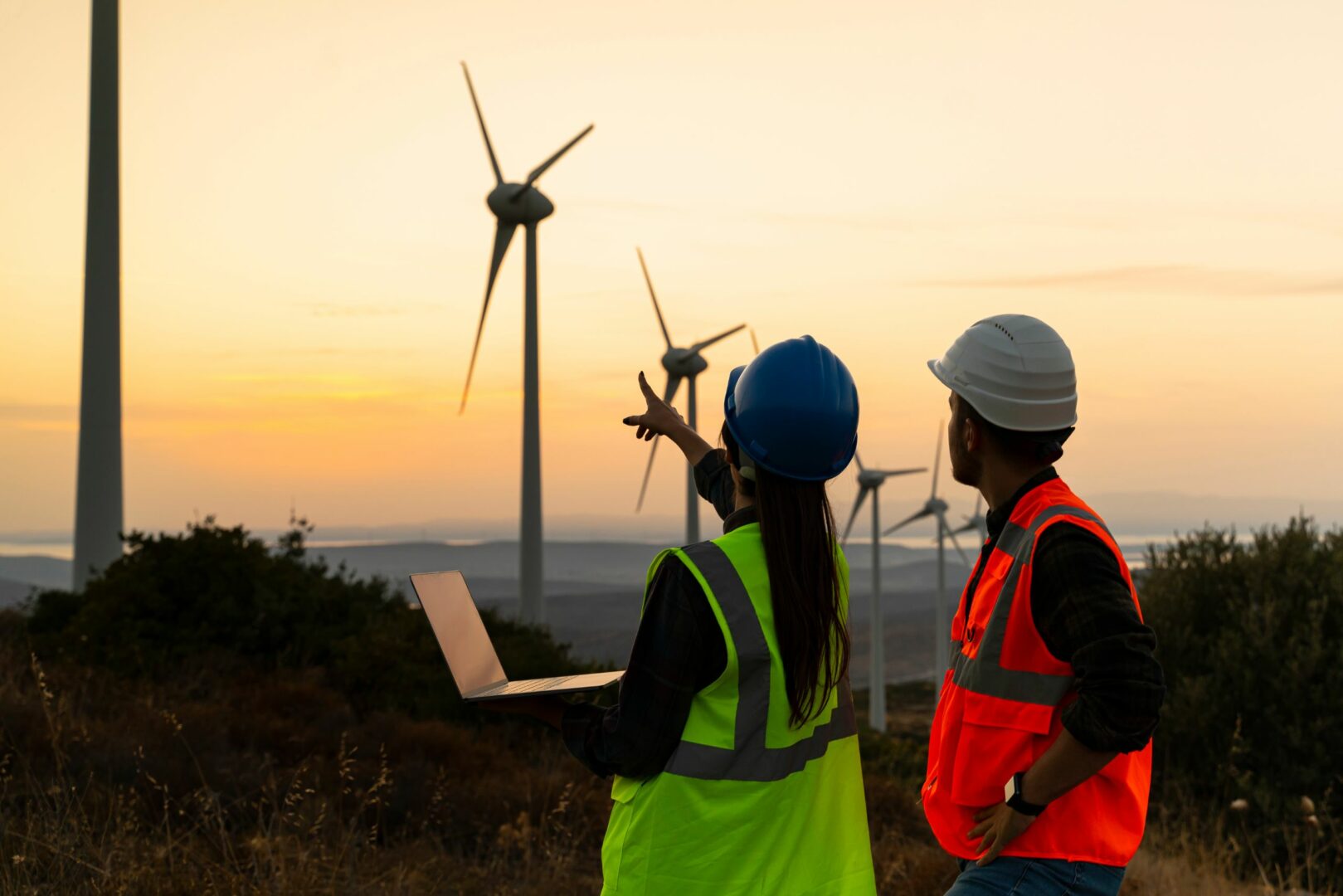 Engineers at wind turbine