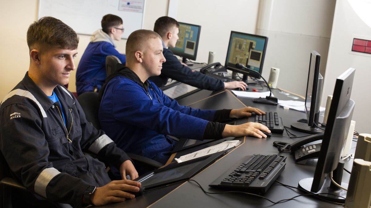 Students in control room