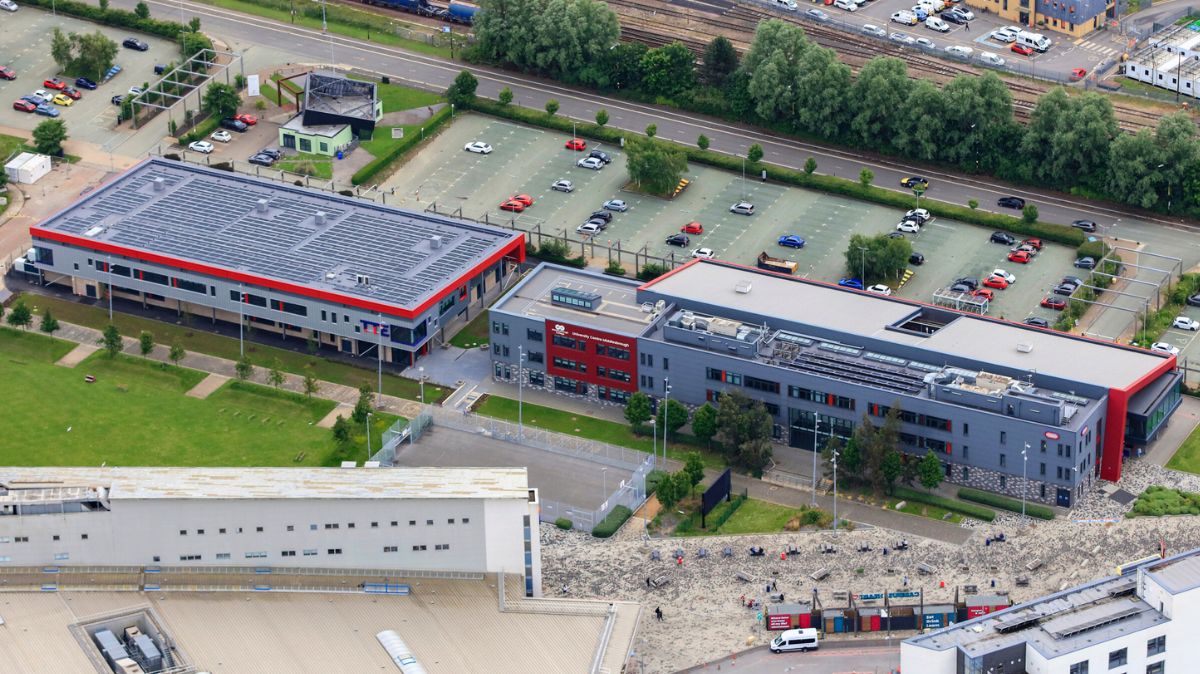 Aerial shot of TTE and STEM building