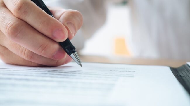 Hand writing contract