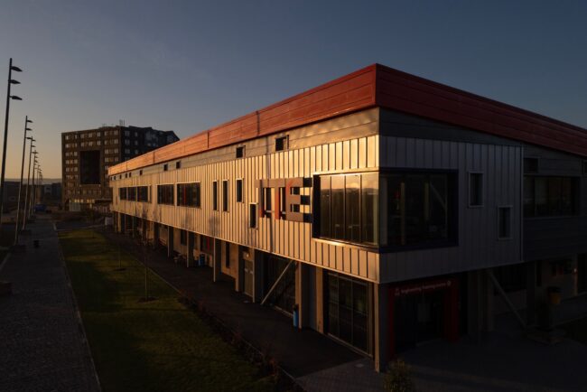 TTE building at sunset