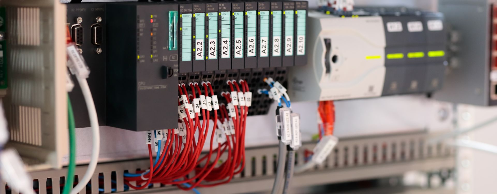 Close up of PLC robotics deivce